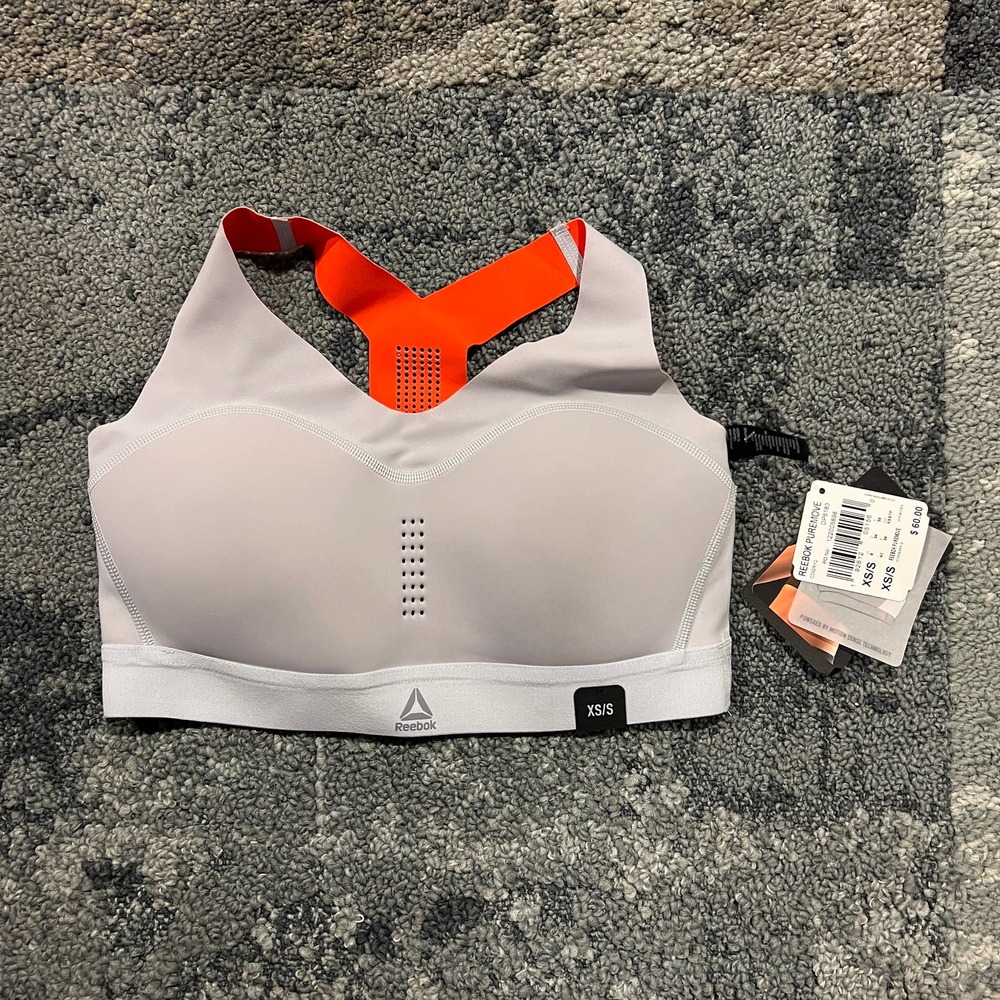 Reebok Cold Grey PureMove Motion Sense Activewear Sports Bra NEW Women's Size XS